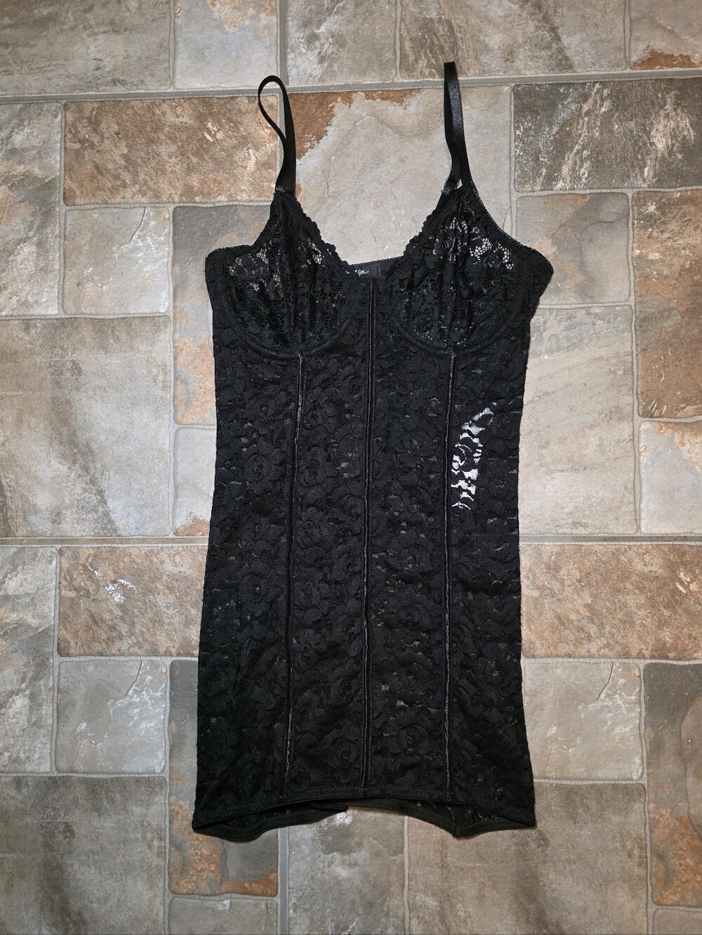 Nasty Gal Black Lace Chemise Slip